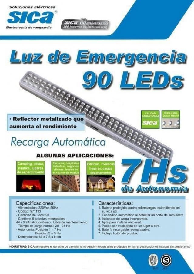 Luz Emergencia 90 Leds Sica